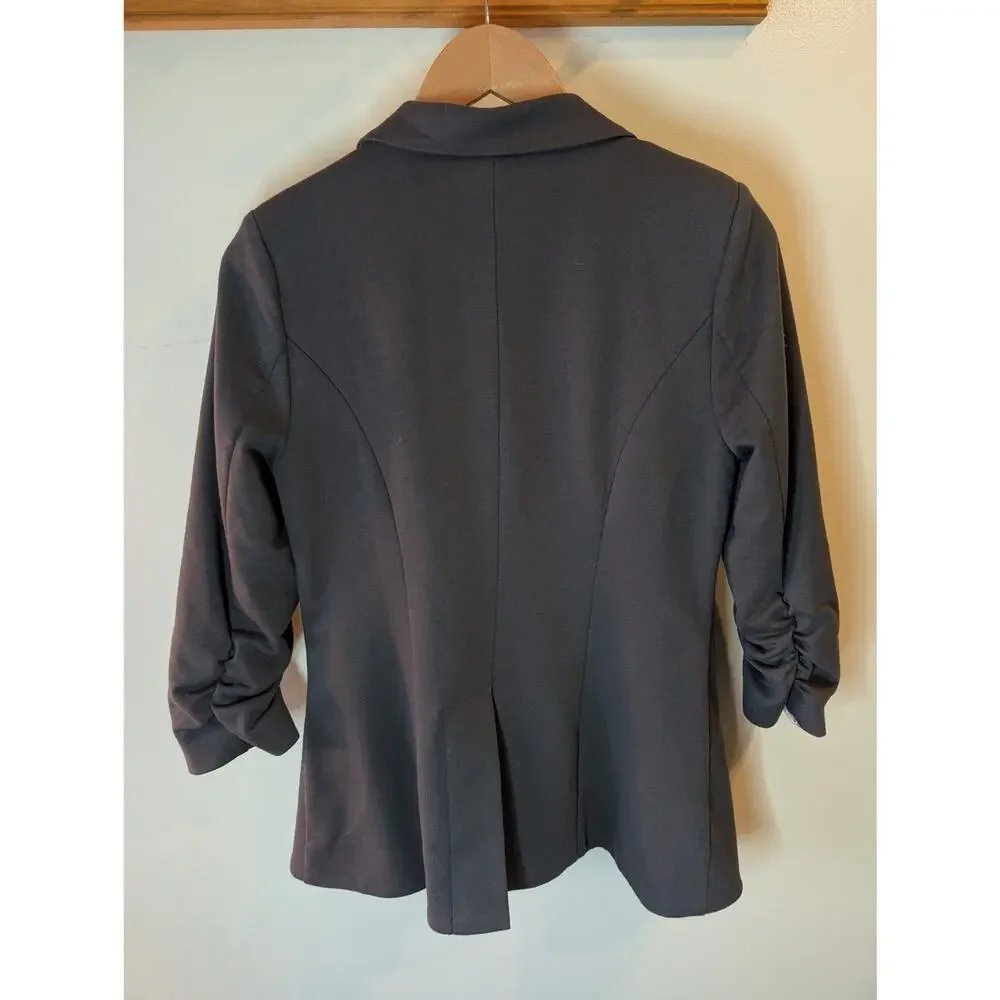 ModCloth Blazer Bundle Black Gray Ruched Sleeve Office Career Medium Lot 2 Pc